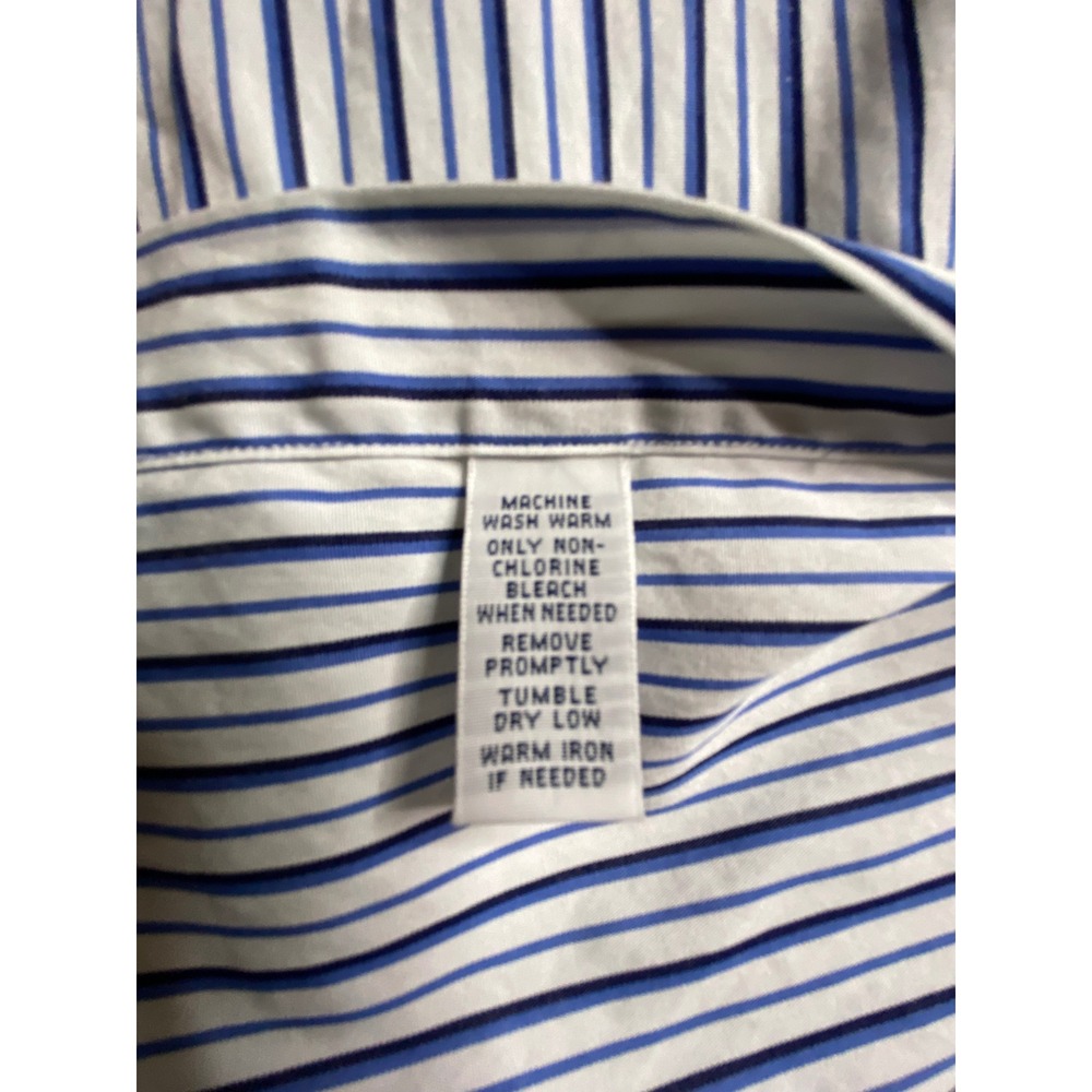 Ralph Lauren Classic Fit Blue White Stripe Button Down Shirt Size 16 1/2 34/35 - Picture 5 of 8